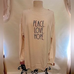 Rae Dunn PEACE LOVE HOPE super soft cream crew neck sweatshirt. Size XL